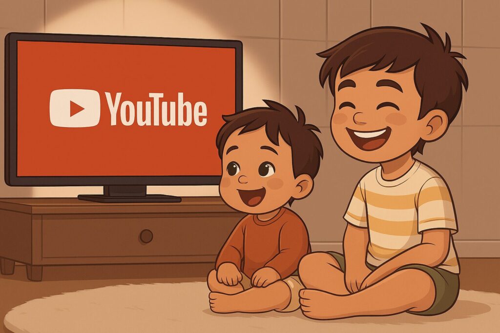 YouTubeを見ている子供たち